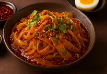 ड्राइ लाफिङ (लाफिङ) – मसलेदार तिब्बती चिसो नूडल स्न्याक 🥣